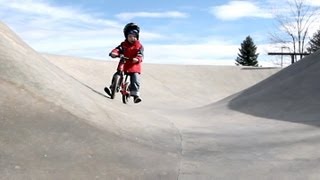 A 3 year old and his Strider bike in the skate park Strider bikes rule [upl. by Odranoel]