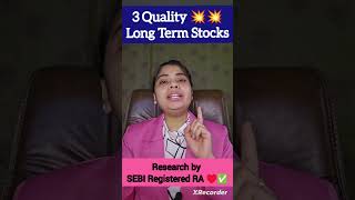 3 Best Long Term Stocks according to SEBI Registered Research Analyst VLA Ambala Maam ♥️ [upl. by Lavoie]