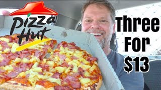 Can I Eat 3 Pizzas Pizza Hut 3 for 13 Review  Gregs Kitchen Mukbang [upl. by Vernita]