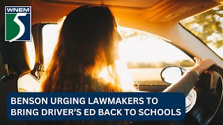 Benson urging lawmakers to bring driver’s ed back to schools [upl. by Ojiram]