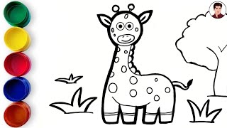 Giraffe Drawing Easy  Giraffe Drawing Painting amp Coloring For Kids [upl. by Julietta]