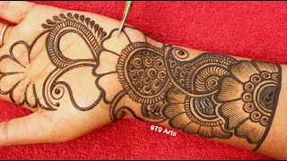 Very beautiful stylish front hand mehandi ka design  easy mehendi design  Simple wedding mehndi [upl. by Vharat]