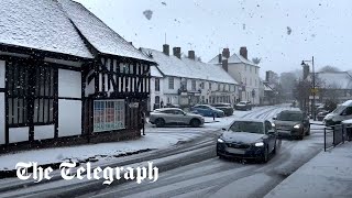 UK weather Snow falls in South East and London as new ice warnings put in place [upl. by Ahon]