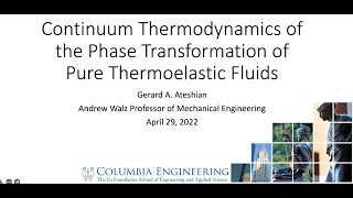 Continuum Thermodynamics of the Phase Transformation of Pure Thermoelastic Fluids [upl. by Emmett]