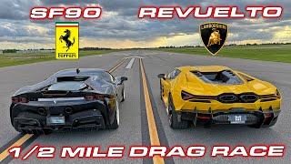 REVUELTO vs SF90 180 MPH 12 Mile Drag Race [upl. by Malamud664]