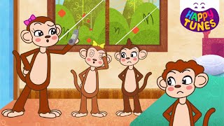 5 Little Monkeys Kids Songs  Happy Tunes [upl. by Ahsilak]