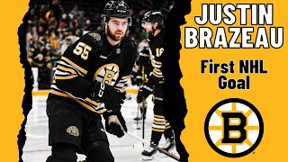 Justin Brazeau 55 Boston Bruins first NHL goal Feb 19 2024 [upl. by Acinad]