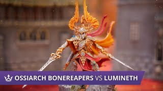 Ossiarch Bonereapers vs Lumineth Realmlords  Age of Sigmar 30 Battle Report [upl. by Emalia713]