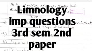 Msc zoology 3rd sem Limnology imp questions paper 2nd [upl. by Metzgar]