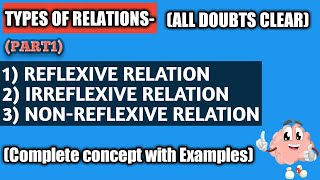 Reflexive Irreflexive NonReflexive RelationExplaination with ExamplesTypes of RelationsPart1 [upl. by Bonilla825]