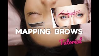 Eyebrow MAPPING Tutorial 1 How to make brows EVEN before Microblading Shading PMU procedures [upl. by Jeanie]