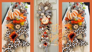 FALL YARDSTICK 🍂❤️🍂 DOOR SWAG CENTERPIECE GARLAND DIY MESH WREATH WOODLAND RUFFLE METHOD 🌻 [upl. by Hayward909]