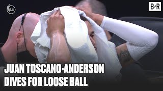 Juan ToscanoAndersons Has Scary Collision Into The Scorers Table [upl. by Iona]