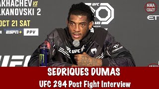 Sedriques Dumas says hair pulling by Abu Azaitar Pssed him off at UFC 294 [upl. by Sup755]