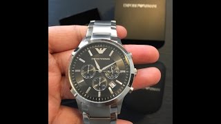 Emporio Armani Mens Chronograph Watch  AR 2434  Unboxing video  Latest 2023  Silverblack [upl. by Becka654]