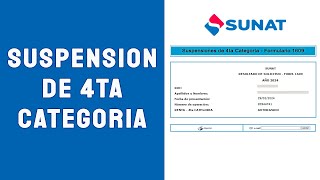 Solicitar Suspensión de Cuarta Categoría 2024  SUNAT [upl. by Aronek]