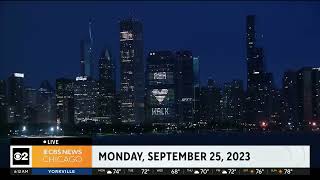 BCBS IL Building lit for CBS 2 Sept 25 2023 [upl. by Cornie]