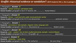 Graffiti Historical evidence or vandalism Reading Answer I Location I Explanation I IELTS academic [upl. by Kroo615]