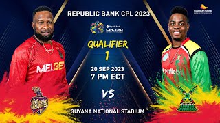 LIVE  Qualifier 1  Guyana Amazon Warriors vs Trinbago Knight Riders  CPL 2023 [upl. by Nonarb]