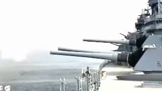 Iowa class Battleship main turrets firing compilation [upl. by Suqram423]