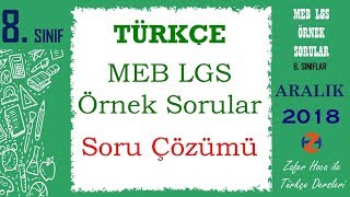 LGS Örnek Soru Çözümleri  Türkçe Dersi  Aralık 2018 MEB [upl. by Labotsirhc]