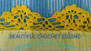 Beautiful Crochet lace edging for handkerchief dupatta pillow cover table cloth [upl. by Ecnarolf]