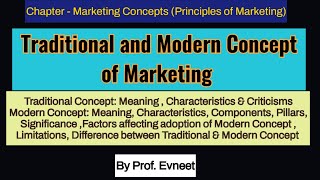 Traditional and Modern Concept  View of Marketing Marketing Management [upl. by Ydwor]