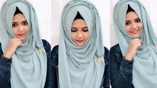 Hijab tutorial Easy layered full coverage hijab style [upl. by Hamlen]