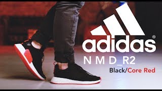 ADIDAS NMD R2 BlackCore Red  On Feet [upl. by Donnamarie]