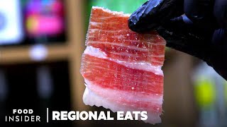 Why Spanish Iberian Ham Is The Worlds Most Expensive Cured Meat  Regional Eats [upl. by Yentrac]