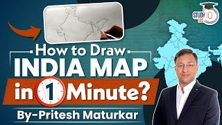 Easiest Way to Draw India Map Under 1 Minute  UPSC Gs1 amp Geography Optional [upl. by Trueman]