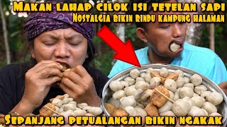 DEDE INOEN LAHAP MAKAN CILOK ISI TETELAN  BORONG PEDAGANG YANG JUALAN DI TENGAH HUTAN [upl. by Nittirb680]