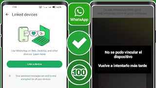 solucionar el problema de que WhatsApp no ​​pudo vincular dispositivo Vuelva a intentarlo más tarde [upl. by Murdock]