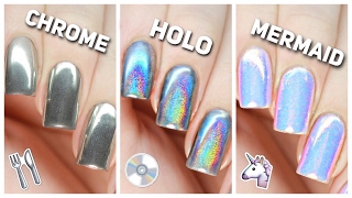 Apply Chrome Holo amp Mermaid Nail Powders PERFECTLY [upl. by Dyane]