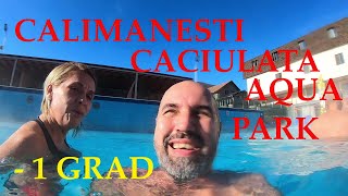 La piscina iarna in apa termala  Cozia Aqua Park Calimanesti Caciulata  Minus 1 grad [upl. by Bikales]