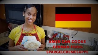 American Cooks GERMAN Food  Spargelcremesuppe [upl. by Geri]