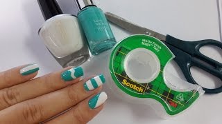 5 diseños de uñas FÁCILES con cinta adhesiva [upl. by Eigna]