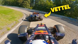 Vettel Vs Coultard F1 Car Race Around Full Nurburgring [upl. by Elboa682]