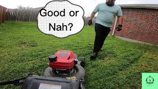 Mowing Overgrown Backyard  POV Mowing  Double cut  ASMR [upl. by Ayadahs]