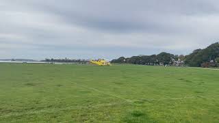 HLE10A Dorset amp Somerset Air Ambulance AW169 GDSAA taking off from Whitecliff Park 13102024 [upl. by Acimak]