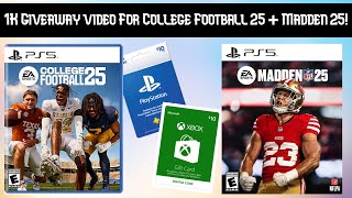 1000 Subscriber Special Xbox and PS5 Gift Card Giveaway For College Football 25 and Madden 25 [upl. by Kirstyn]