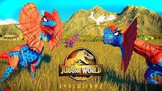 🦖 Jurassic World Evolution 2 🦕SpiderMan Dilophosaurus Dinosaurs Fight [upl. by Eada919]