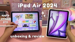 NEW iPad Air 2024 Unboxing amp Review 💜 Apple Pencil Pro  accessories iPad Air M2 [upl. by Yager291]