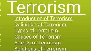 Terrorism types Causes solutions studywitharish [upl. by Augustine]