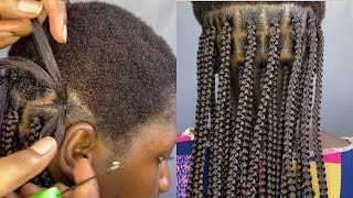 Jinsi ya kusuka VITUNGUUmabutu ya rasta kwenye nywele fupi boxbraids tutorial on short hair [upl. by Ellicec]