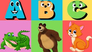 Learn ABC Song with Animal Names  Fun Kids Learning  A To Z Rymes [upl. by Sllew]