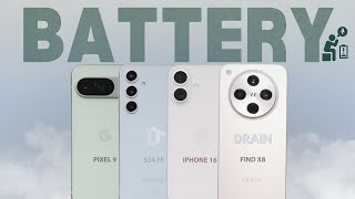 Oppo Find X8 vs iPhone 16 vs S24 FE vs Pixel 9 EXTREME Battery Drain Test [upl. by Putnam]