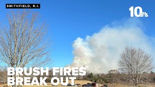 Brush fires reported in Smithfield Attleboro [upl. by Enelyk]