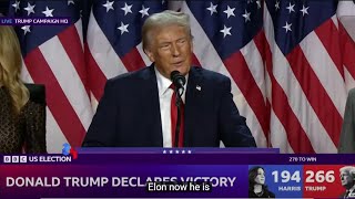 Donald Trump Victory speech after winning the 2024 Presidential Election Reaction donaldtrump [upl. by Phi]