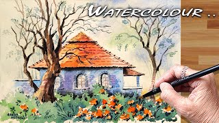 🎨 No1 Best Landscape Painting Tutorial Step by Step जलरंग निसर्गचित्र पेंटिंग [upl. by Colan382]